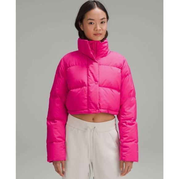 Lululemon Sonic Pink Wunder Puff Cropped Jacket Womens 2 AS IS FLAWED - Picture 1 of 14